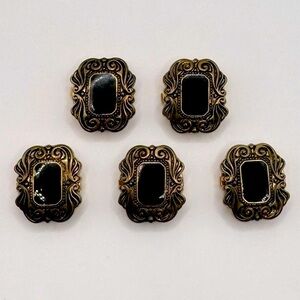 VINTAGE Antique Gold-Tone Enamel Button Covers - Set of 5